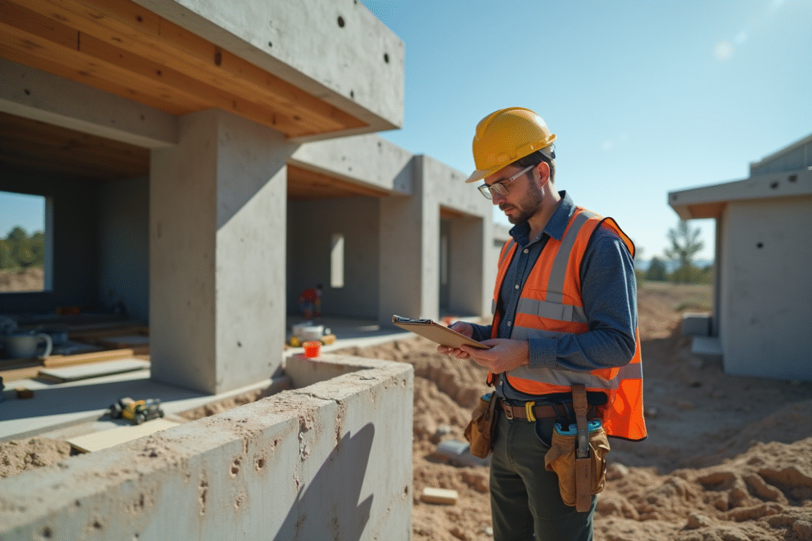 Ingénieur en structure inspectant une fondation de maison