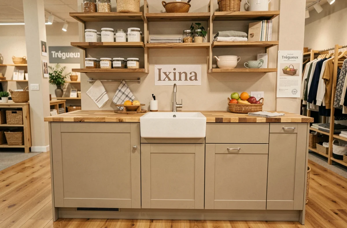 Cuisine couloir exposée dans le showroom Ixina de Trégueux